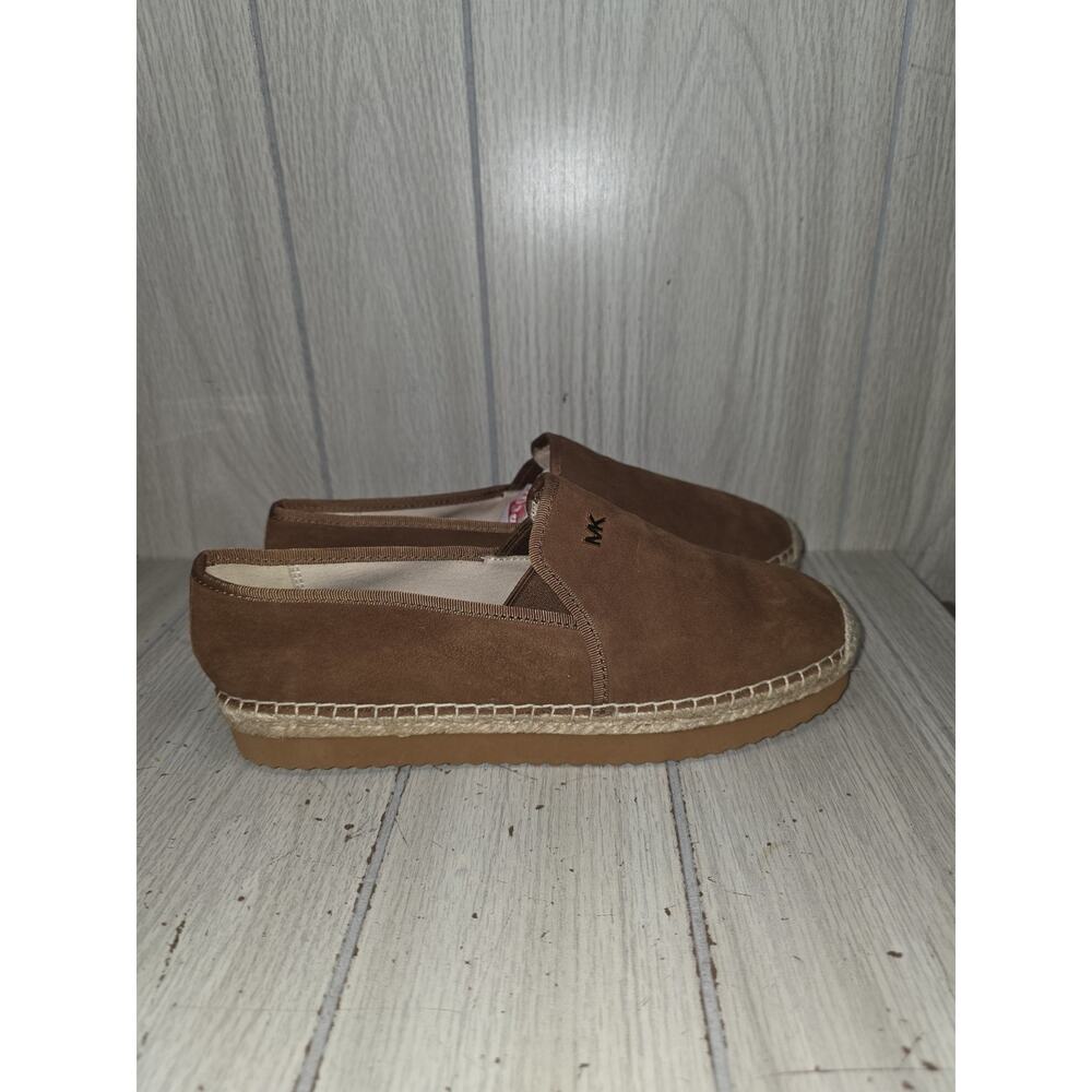 MICHAEL KORS Hastings Espadrilles Brown Suede Leather Flat Shoes Size 8M Summer